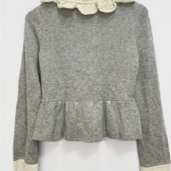 Flower & Field Sweater Wool Creme Appliqué Anthropologie Small Beige Floral - Picture 4 of 4